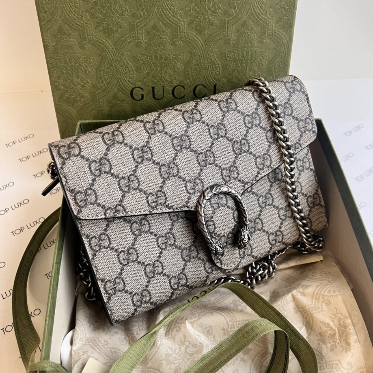 GUCCI DIONYSUS MINI BAG GG SUPREME MONOGRAM BEIGE