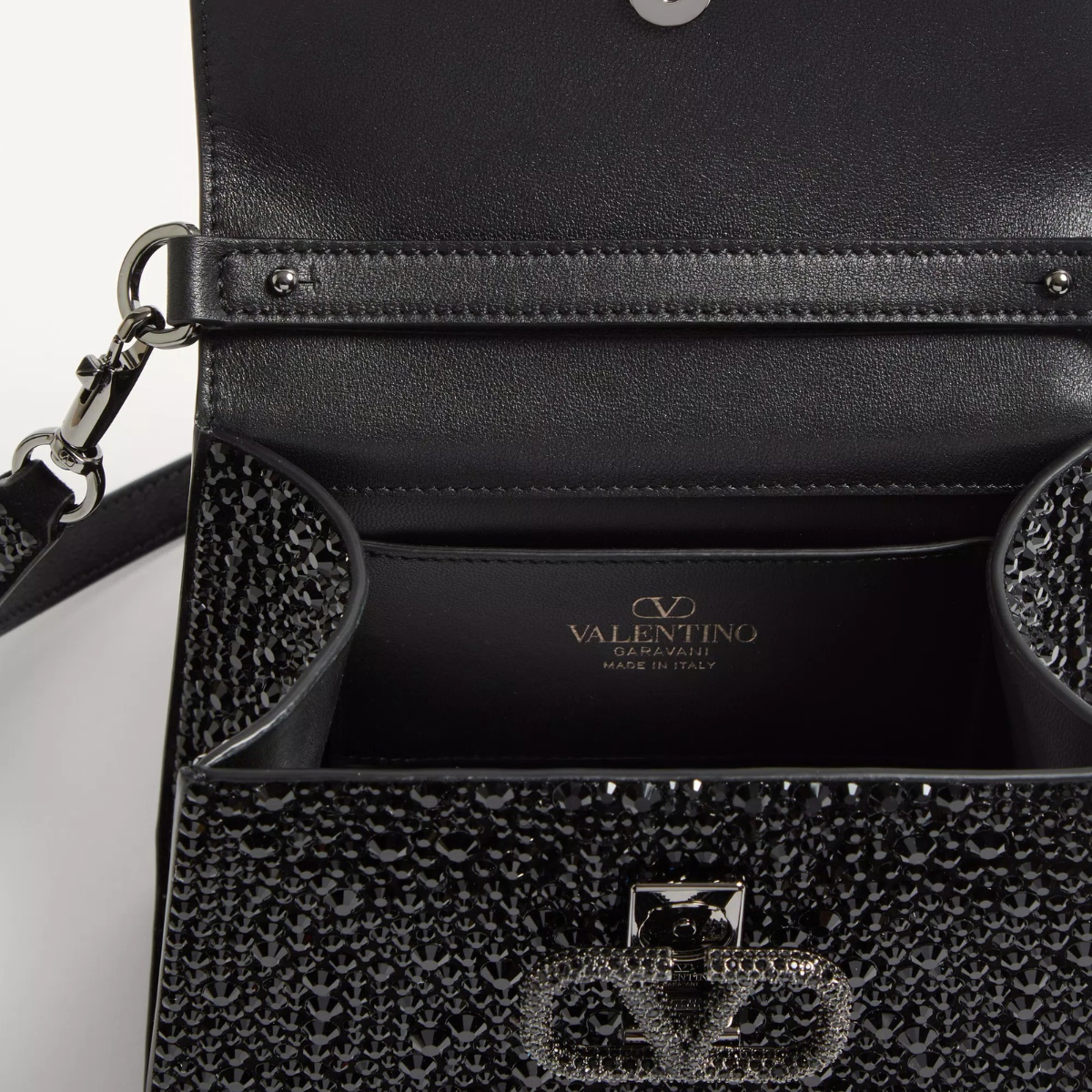 VALENTINO GARAVANI VSLING MINI BAG WITH CRYSTALS IN BLACK