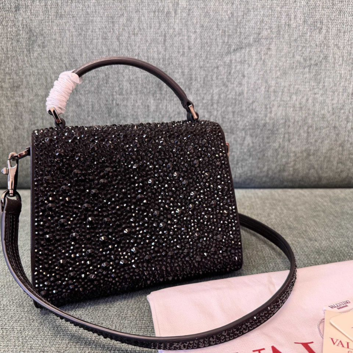 VALENTINO GARAVANI VSLING MINI BAG WITH CRYSTALS IN BLACK