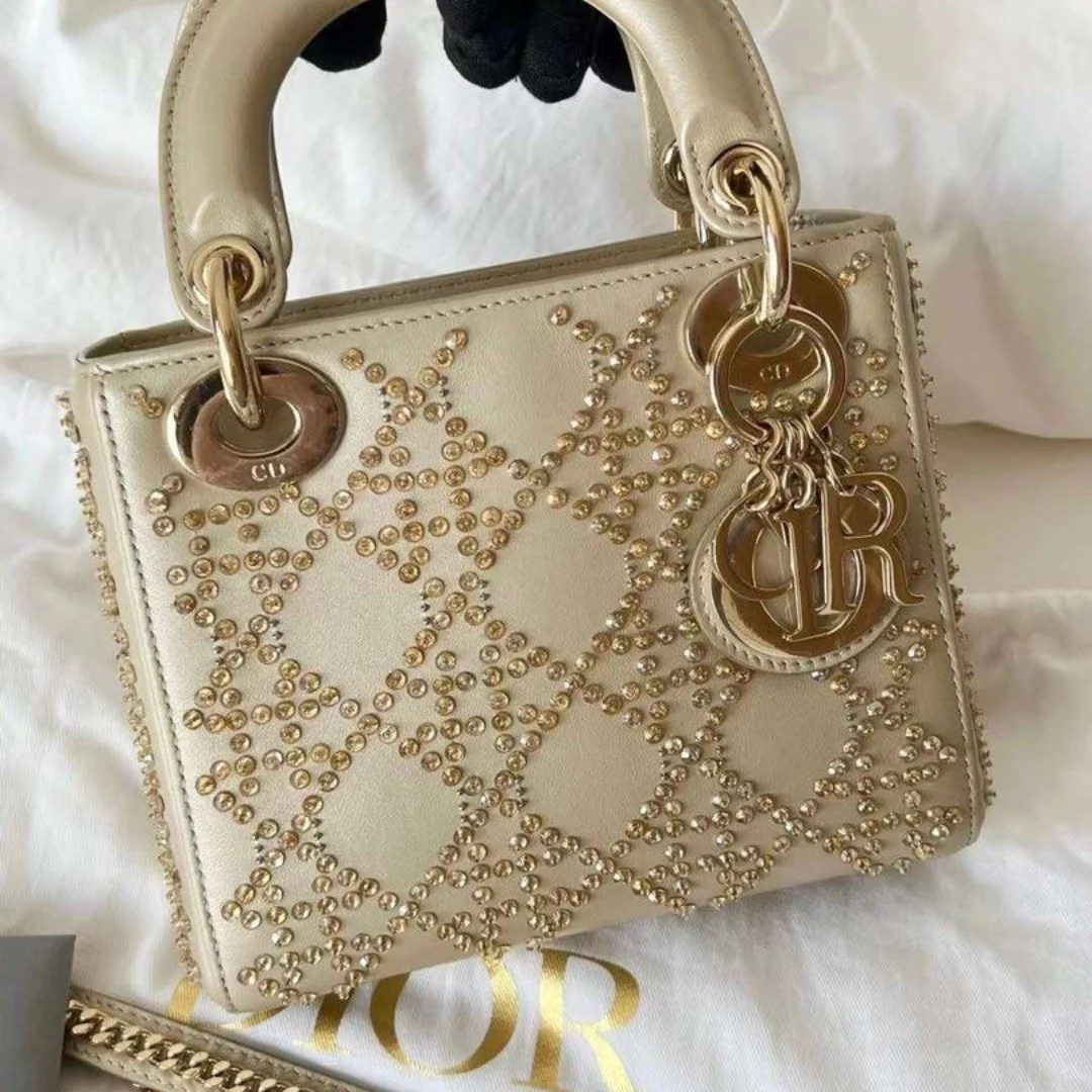 MINI LADY DIOR WITH PEARL EMBROIDERY