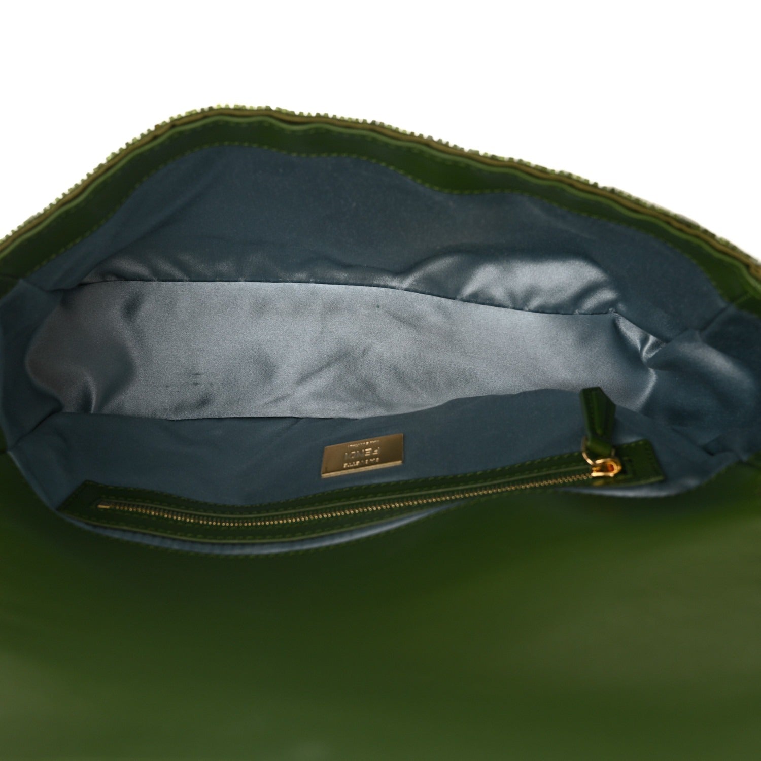 FENDI BAGUETTE BAG IN GREEN SEQUINS AND LEATHER