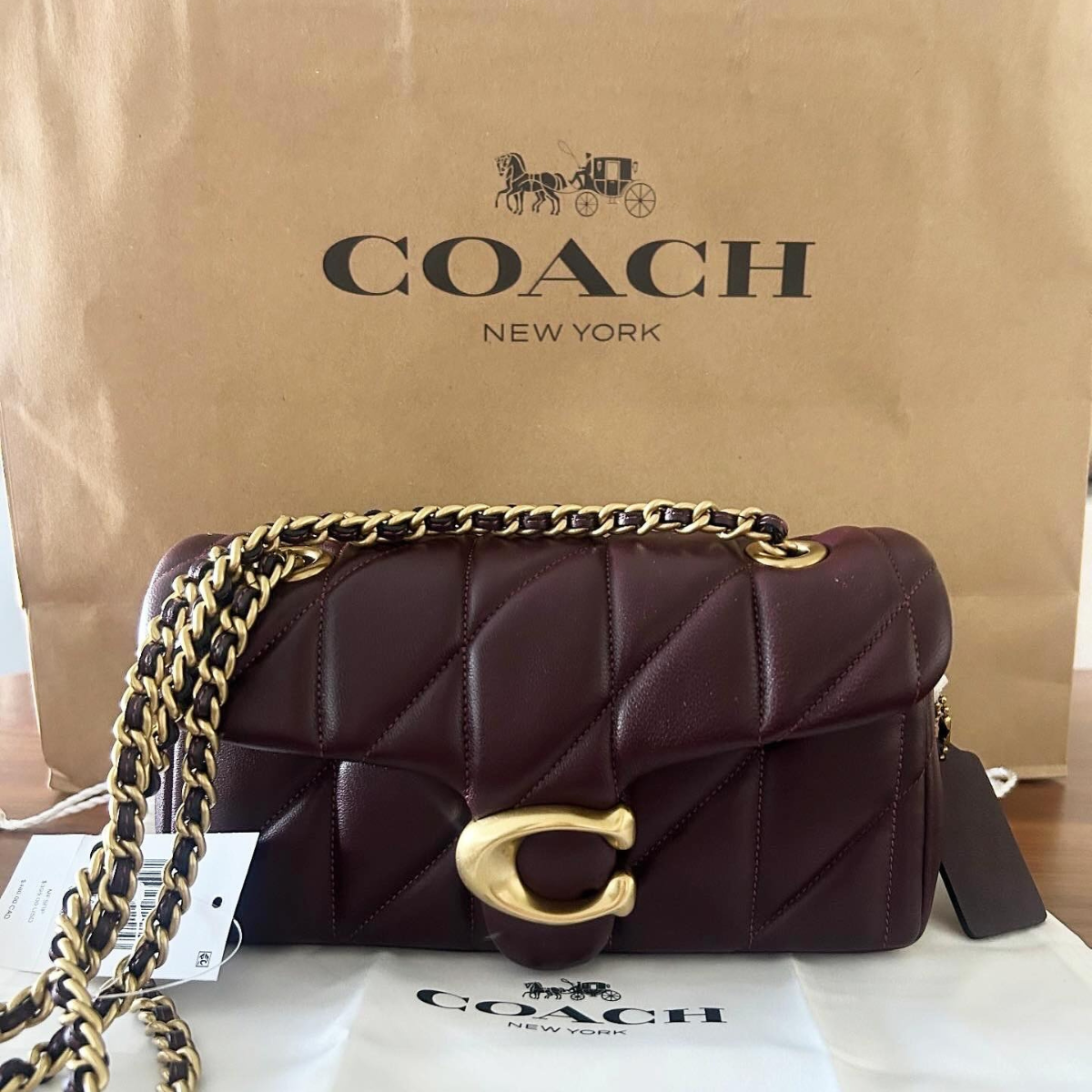 COACH TABBY SHOULDER BAG 26 WITH QUILTING IN DARK BROWN