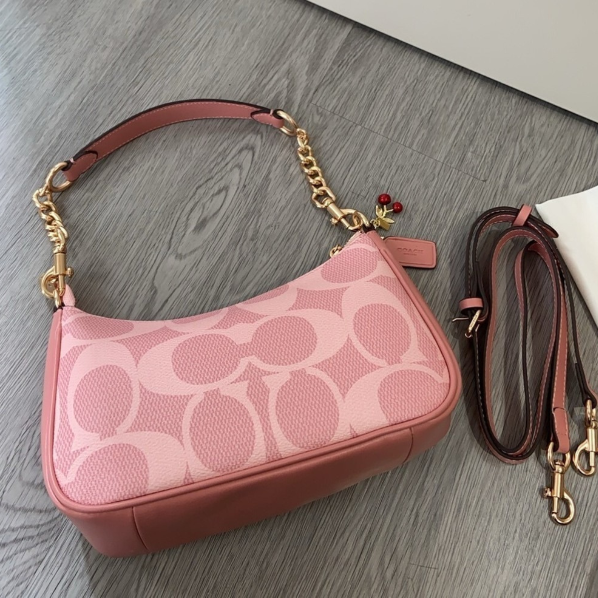 COACH TERI SHOULDER BAG IN SIGNATURE CANVAS PINK